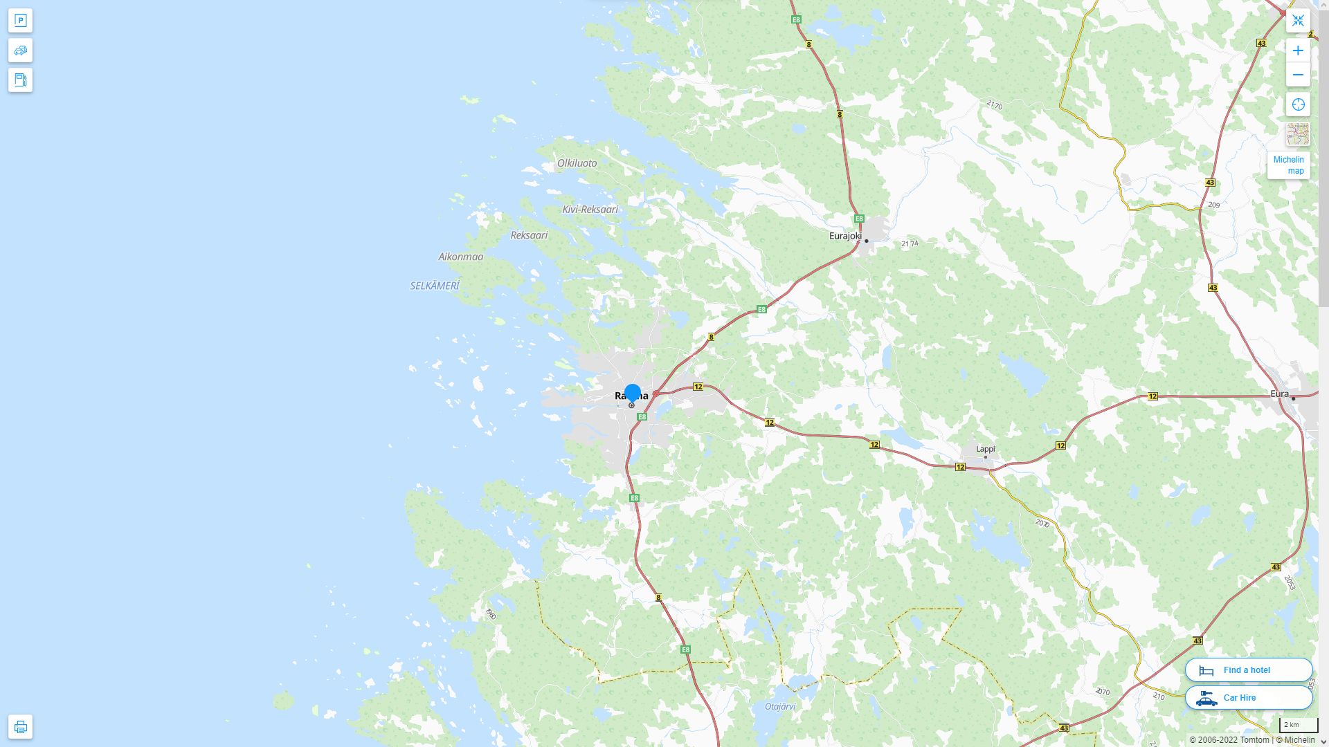 Rauma Finlande Autoroute et carte routiere